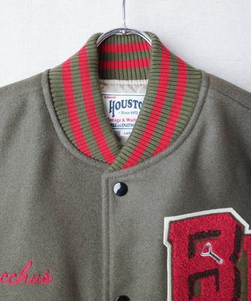 HOUSTON（ヒューストン）の「【T7】【HOUSTON】MELTON AWARD JACKET（BEER）/ メルトン アワード ジャケット ビール 51274（スタジャン・メンズ・ブラック/オリーブドラブ/マルーン・MEDIUM/LARGE/X-LARGE/XX-LARGE）」の21枚目の写真