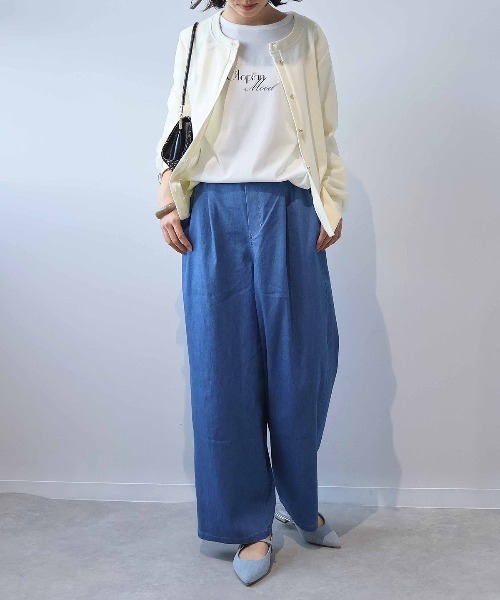 leswel(レスウェル)の「【L~5L 大きいサイズ】ビジューロゴプリントTシャツ(Tシャツ/カットソー・レディース・オフホワイト/ブルー/チャコールグレー・L/LL/3L/4L/5L)」の8枚目の写真