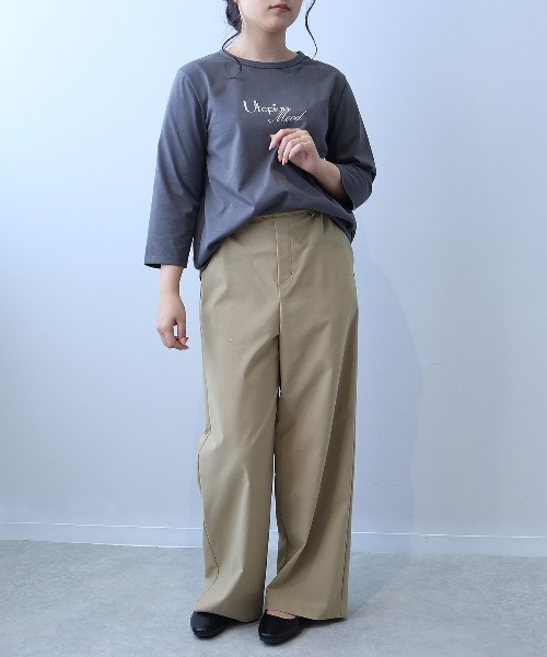 leswel(レスウェル)の「【L~5L 大きいサイズ】ビジューロゴプリントTシャツ(Tシャツ/カットソー・レディース・オフホワイト/ブルー/チャコールグレー・L/LL/3L/4L/5L)」の13枚目の写真