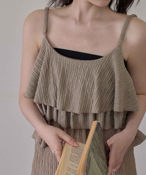 CHAN ME（チャンミ）の「リンクルキャミソール&パンツセットアップ（セットアップ・レディース・ブラック/モカ・MEDIUM/LARGE）」の12枚目の写真