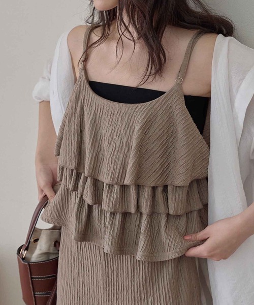 CHAN ME（チャンミ）の「リンクルキャミソール&パンツセットアップ（セットアップ・レディース・ブラック/モカ・MEDIUM/LARGE）」の18枚目の写真
