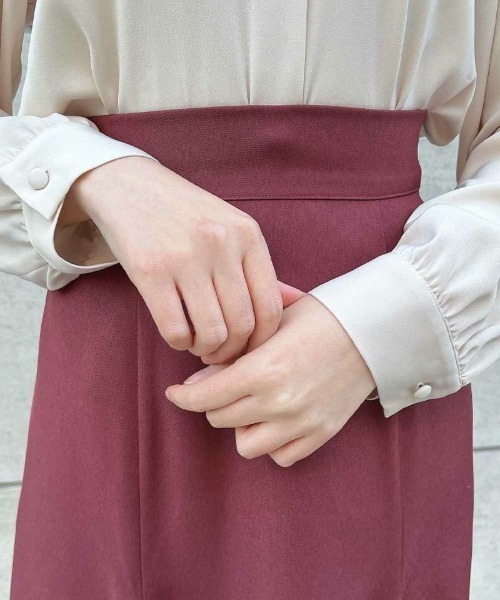 F i.n.t(フィント)の「はしごリボンスタンドカラーブラウス/ fint フィント(シャツ/ブラウス・レディース・ピンクベージュ/オフホワイト・FREE)」の12枚目の写真