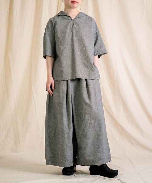 prit（プリット）の「[prit]  綿麻平織  ビッグタックワイドパンツ（その他パンツ・レディース・グレー系その他・FREE）」の14枚目の写真