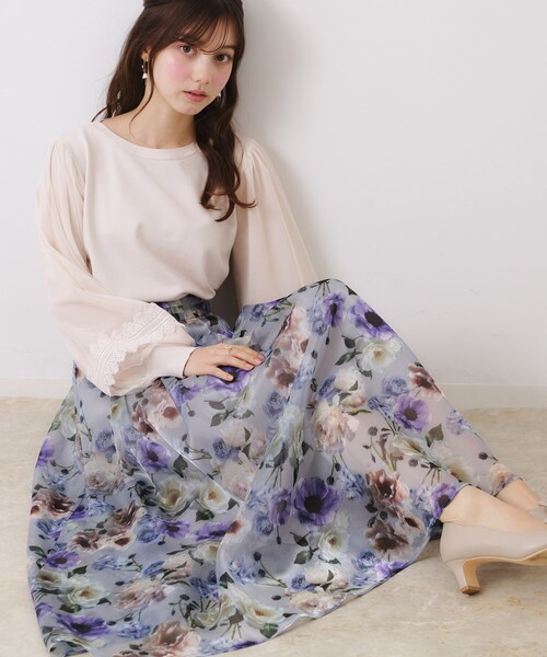 couture brooch（クチュールブローチ）の「【大人可愛い・きれいめ】Springオーガンフルールスカート（スカート・レディース・ブラック系/ライトグレー系/ベージュ系その他・36/38/40/42）」の3枚目の写真