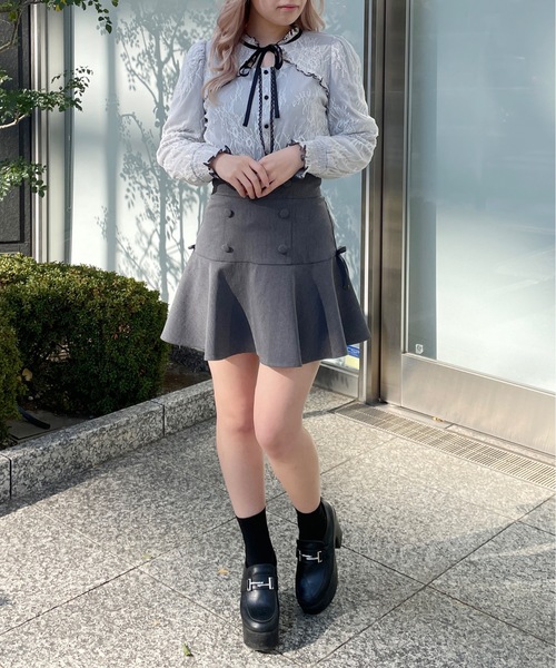 abc une face（アーベーセーアンフェイス）の「レースリボンブラウス（シャツ/ブラウス・レディース・ブラック/ホワイト/グレー・FREE）」の19枚目の写真