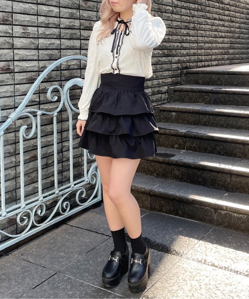 abc une face（アーベーセーアンフェイス）の「レースリボンブラウス（シャツ/ブラウス・レディース・ブラック/ホワイト/グレー・FREE）」の9枚目の写真