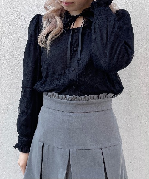 abc une face（アーベーセーアンフェイス）の「レースリボンブラウス（シャツ/ブラウス・レディース・ブラック/ホワイト/グレー・FREE）」の11枚目の写真