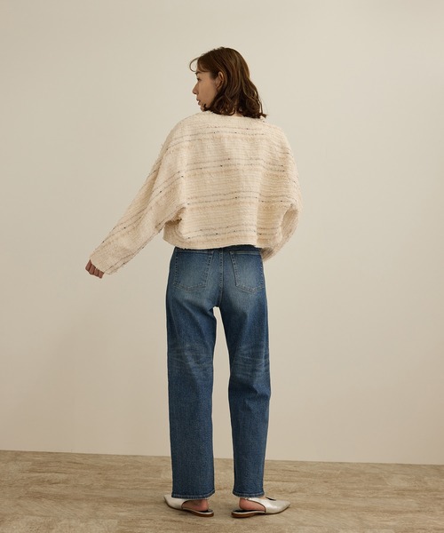 ROPE'（ロペ）の「MALHIA-KENT(マリアケント) ツイードＶネックジャケット（ノーカラージャケット・レディース・オフホワイト/ブルー系その他・FREE）」の4枚目の写真