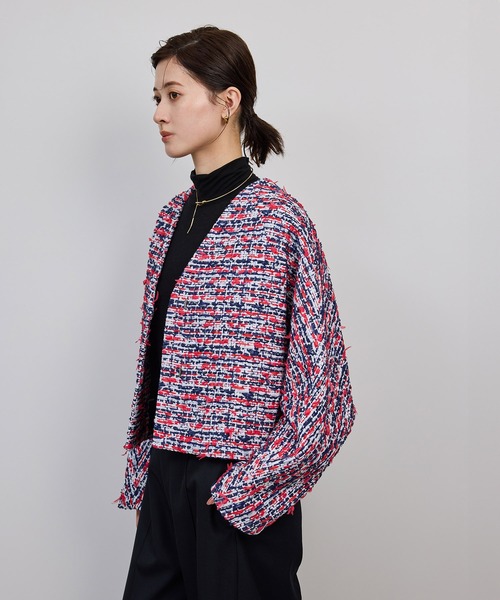 セール】MALHIA-KENT(マリアケント) ツイードVネックジャケット（ノー