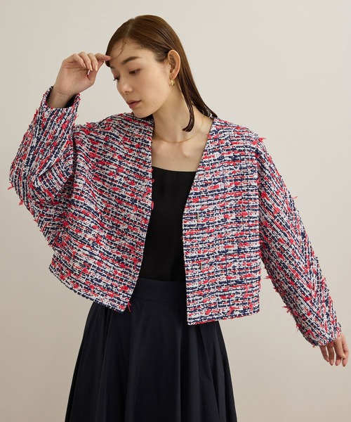 セール】MALHIA-KENT(マリアケント) ツイードVネックジャケット（ノー