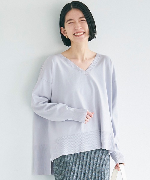 coca(coca)(コカ)の「スポンディッシュニットVネックトップス(ニット/セーター・レディース・ライトブルー/アイボリー/ブラック/チャコール・S/L/M)」の2枚目の写真