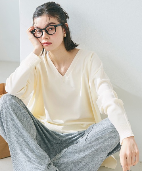 coca(coca)(コカ)の「スポンディッシュニットVネックトップス(ニット/セーター・レディース・ライトブルー/アイボリー/ブラック/チャコール・S/L/M)」の5枚目の写真