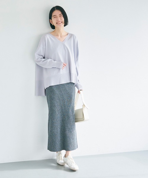 coca(coca)(コカ)の「スポンディッシュニットVネックトップス(ニット/セーター・レディース・ライトブルー/アイボリー/ブラック/チャコール・S/L/M)」の11枚目の写真