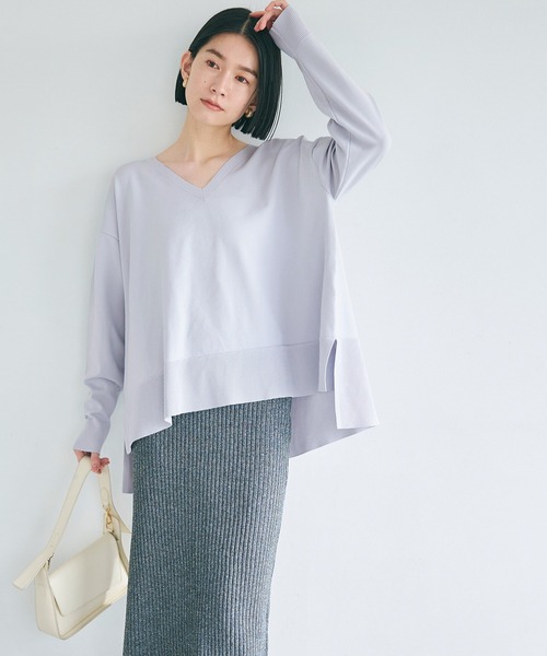 coca(coca)(コカ)の「スポンディッシュニットVネックトップス(ニット/セーター・レディース・ライトブルー/アイボリー/ブラック/チャコール・S/L/M)」の12枚目の写真