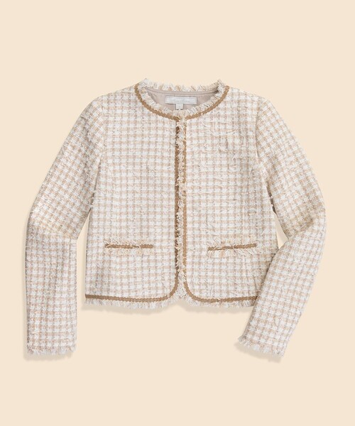 BROOKS BROTHERS(ブルックスブラザーズ)の「コットンブレンド ファンシーツイード ノーカラージャケット(ノーカラージャケット・レディース・ベージュ・0/8/6/4/2)」の1枚目の写真