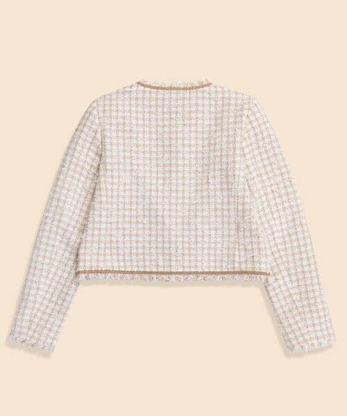 BROOKS BROTHERS(ブルックスブラザーズ)の「コットンブレンド ファンシーツイード ノーカラージャケット(ノーカラージャケット・レディース・ベージュ・0/8/6/4/2)」の2枚目の写真