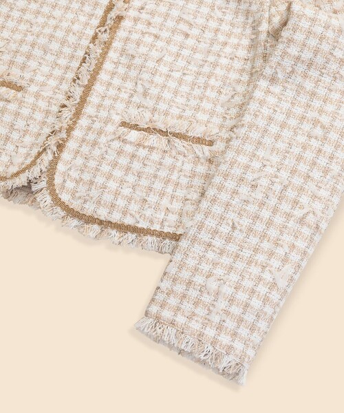 BROOKS BROTHERS(ブルックスブラザーズ)の「コットンブレンド ファンシーツイード ノーカラージャケット(ノーカラージャケット・レディース・ベージュ・0/8/6/4/2)」の3枚目の写真