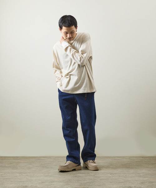 GRAMICCI デニムブルー スリムフィットパンツ 調整可能ベルト、裾リブ付き GRAMICCI グラミチ Gramicci デニムパンツ グラミチパンツ ROCK