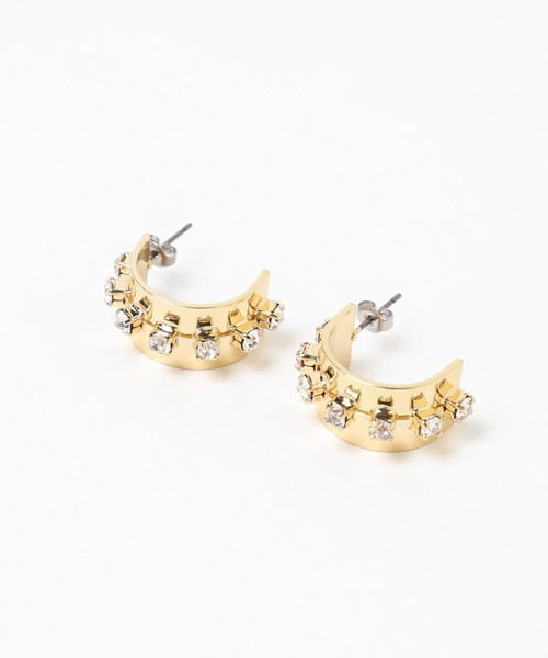 GLOBAL WORK(グローバルワーク)の「MATINE LINE/ストーンメタルカーブピアス/288890(ピアス(両耳用)・レディース・シルバー/ゴールド・ONE SIZE)」の9枚目の写真