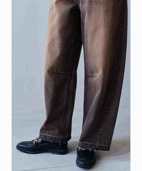 デニムブラウンミサ様 MEDE19F 履きこんだようなオーバーダイバルーンデニム