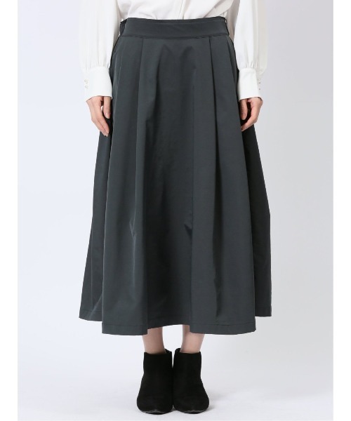 m.f.editorial（エムエフエディトリアル）の「【ストレッチ ウォッシャブル】m.f.エディトリアルレディース Aラインミモレ丈 タック入りスカート（スカート・レディース・ネイビー/グレー系その他2・FREE）」の15枚目の写真