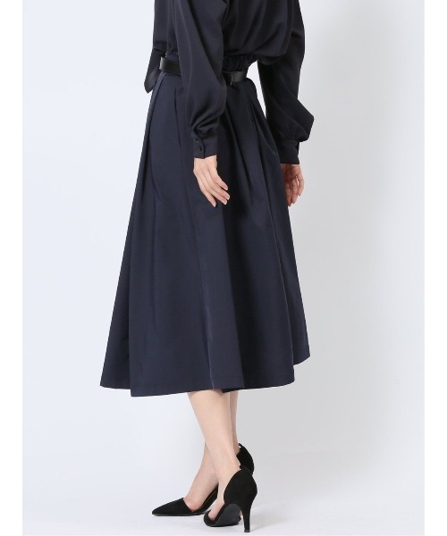 m.f.editorial（エムエフエディトリアル）の「【ストレッチ ウォッシャブル】m.f.エディトリアルレディース Aラインミモレ丈 タック入りスカート（スカート・レディース・ネイビー/グレー系その他2・FREE）」の10枚目の写真