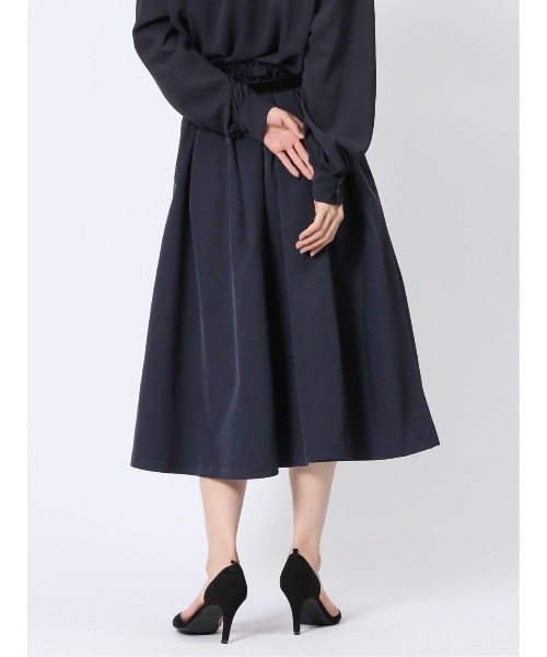 m.f.editorial（エムエフエディトリアル）の「【ストレッチ ウォッシャブル】m.f.エディトリアルレディース Aラインミモレ丈 タック入りスカート（スカート・レディース・ネイビー/グレー系その他2・FREE）」の11枚目の写真