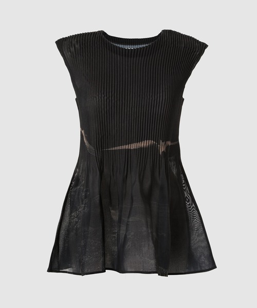 yohei ohno ヨウヘイ　オオノ　カットソー　ブラック セール】Graphic Pleats Top A（Tシャツ/カットソー）｜YOHEI