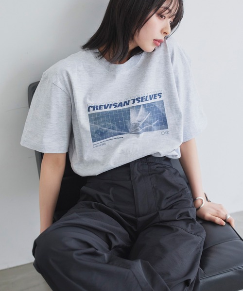 LIAN(リアン)の「ロゴプリントcrevisT(Tシャツ/カットソー・レディース・ピンク/ネイビー/グレー/オフホワイト・0/1)」の13枚目の写真