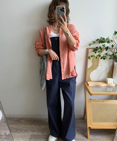 LBC（エルビーシー）の「リネンコットンバンドカラーシャツ（シャツ/ブラウス・レディース・チャコールグレー/ライトブルー/オレンジ/ホワイト/グリーン・M）」の21枚目の写真