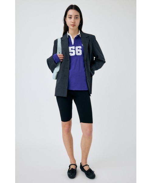 MOUSSY（マウジー）の「SHIRRING RUGBY シャツ（Tシャツ/カットソー・レディース・ライトブラック/ブルー・FREE）」の4枚目の写真