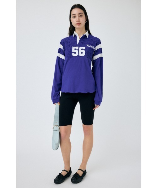MOUSSY（マウジー）の「SHIRRING RUGBY シャツ（Tシャツ/カットソー・レディース・ライトブラック/ブルー・FREE）」の7枚目の写真