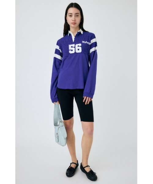MOUSSY（マウジー）の「SHIRRING RUGBY シャツ（Tシャツ/カットソー・レディース・ライトブラック/ブルー・FREE）」の8枚目の写真