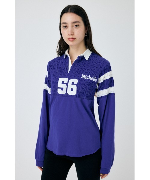MOUSSY（マウジー）の「SHIRRING RUGBY シャツ（Tシャツ/カットソー・レディース・ライトブラック/ブルー・FREE）」の10枚目の写真