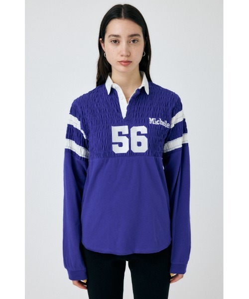 MOUSSY（マウジー）の「SHIRRING RUGBY シャツ（Tシャツ/カットソー・レディース・ライトブラック/ブルー・FREE）」の11枚目の写真