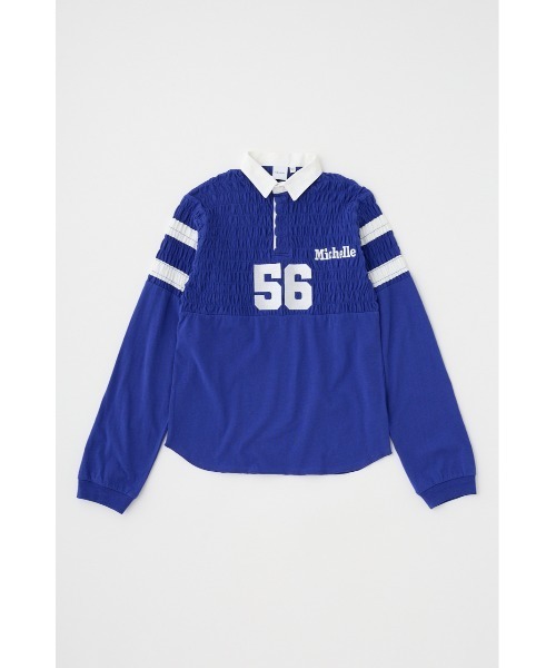 MOUSSY（マウジー）の「SHIRRING RUGBY シャツ（Tシャツ/カットソー・レディース・ライトブラック/ブルー・FREE）」の12枚目の写真