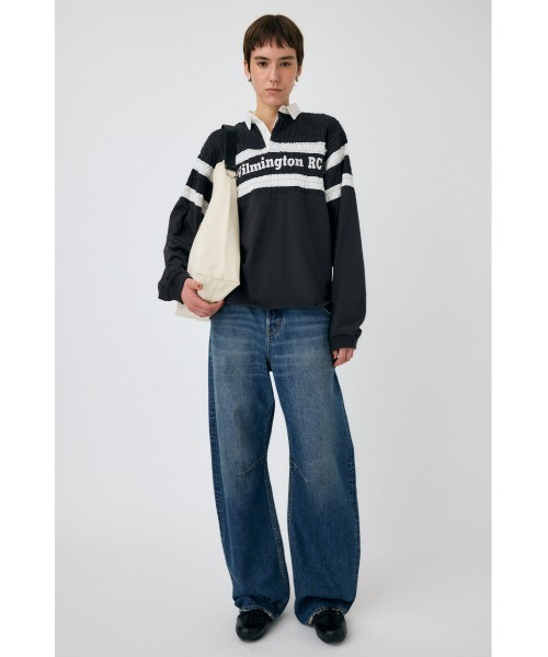 MOUSSY（マウジー）の「SHIRRING RUGBY シャツ（Tシャツ/カットソー・レディース・ライトブラック/ブルー・FREE）」の14枚目の写真