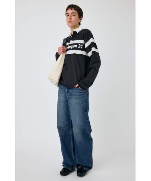 MOUSSY（マウジー）の「SHIRRING RUGBY シャツ（Tシャツ/カットソー・レディース・ライトブラック/ブルー・FREE）」の15枚目の写真
