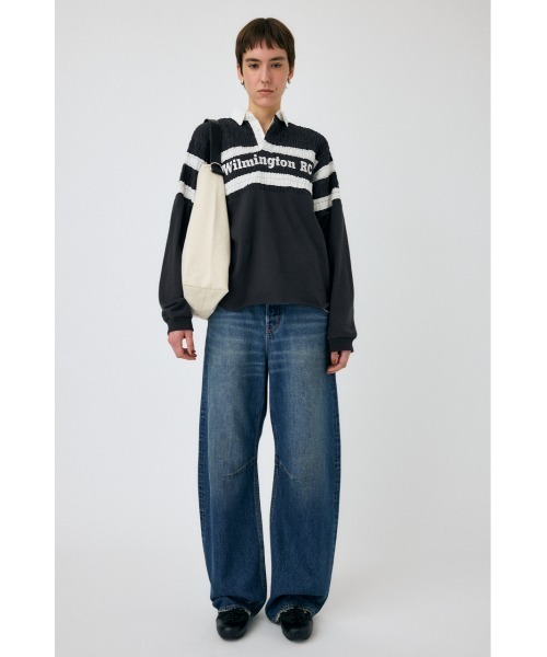 MOUSSY（マウジー）の「SHIRRING RUGBY シャツ（Tシャツ/カットソー・レディース・ライトブラック/ブルー・FREE）」の16枚目の写真