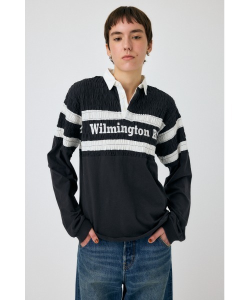 MOUSSY（マウジー）の「SHIRRING RUGBY シャツ（Tシャツ/カットソー・レディース・ライトブラック/ブルー・FREE）」の17枚目の写真