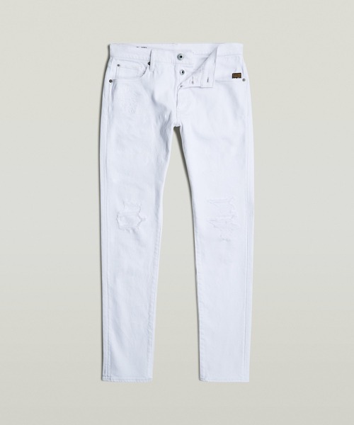 G-STAR(ジースター)の「3301 SLIM JEANS/ダメージ加工ベーシックスリムテーパードジーンズ(デニムパンツ・メンズ・ホワイト系その他・28/30/30/30/31/30/32/30/33/30/34/30/29/32/31/32/32/32/34/32)」の2枚目の写真