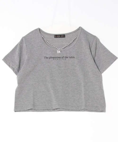 GORGE(ゴージ)の「《チョーカー風ネックレス付き》レディース ロゴTシャツ ショート丈 半袖 バタフライネックレス 春夏秋(Tシャツ/カットソー・レディース・ブラック/グレー/オフホワイト・F)」の18枚目の写真