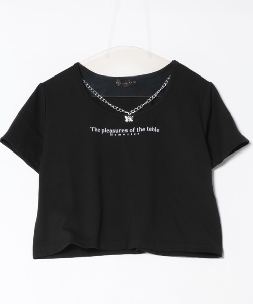 GORGE(ゴージ)の「《チョーカー風ネックレス付き》レディース ロゴTシャツ ショート丈 半袖 バタフライネックレス 春夏秋(Tシャツ/カットソー・レディース・ブラック/グレー/オフホワイト・F)」の21枚目の写真