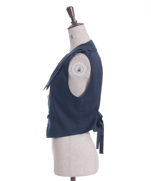 定価1万8,920円【美品】ジップアップ ベスト、クルーネック セール】ディープネックジップベスト（ベスト）｜axes femme