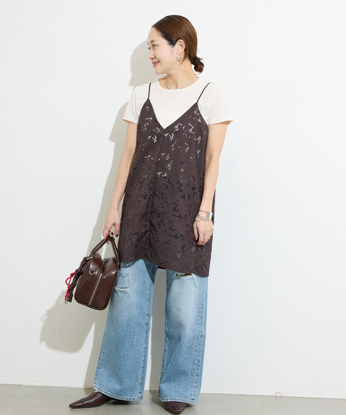 TICCA（ティッカ）の「別注【TICCA / ティッカ】フラワーレースキャミ（シャツ/ブラウス・レディース・ブラック/ブラウン・FREE）」の10枚目の写真