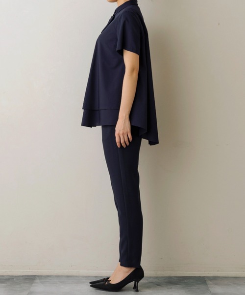 SALE [30%OFF] SONO (ソーノ) ブラウス ミニスカーフカラー フレアシルエット 半袖 パールボタン S252BV036 返品不可 SONO/ソーノ】【SONO NAVY/ソーノネイビー】ミニスカーフカラー