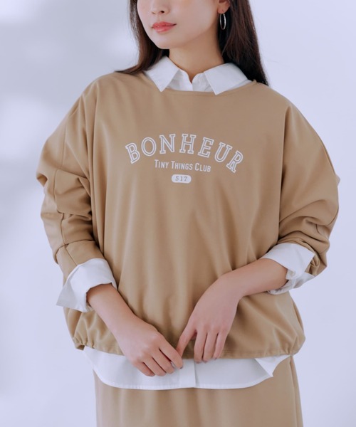 COHINA(コヒナ)の「カットジョーゼットドロストトップス 【低身長・小柄女性】(Tシャツ/カットソー・レディース・ベージュ/ホワイト/ネイビー・ONE SIZE)」の2枚目の写真