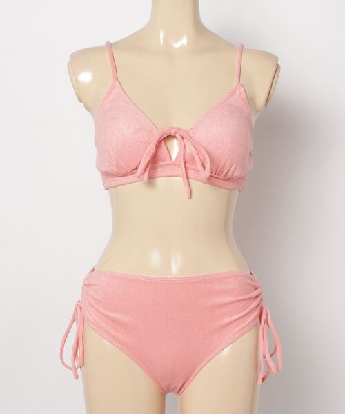 gossip！ロサンゼルス（ゴシップロサンゼルス）の「Y2K シャーリングシンプルハイウエストビキニ水着  [2点セット] 美脚効果 温泉水着（水着・レディース・ローズ/ブラック/パープル/ブルー/オフホワイト/ピンク/ブラウン・M/L/XL）」の13枚目の写真