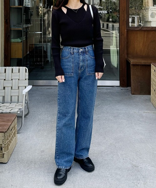 LE MORE(リモア)の「ショルダースリットデザインニット(ニット/セーター・レディース・アイボリー/ブラック・FREE)」の5枚目の写真