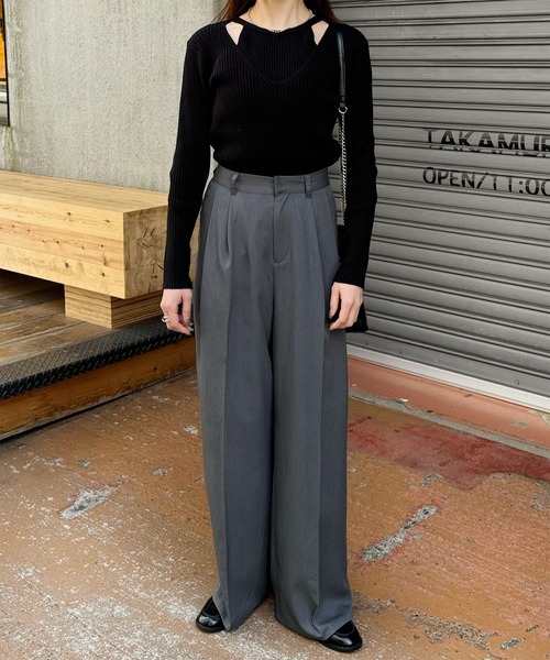 LE MORE(リモア)の「ショルダースリットデザインニット(ニット/セーター・レディース・アイボリー/ブラック・FREE)」の9枚目の写真